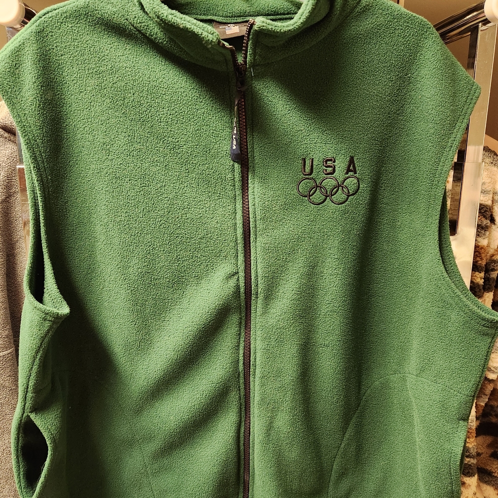 Green Fleece Vest with Olympic Rings